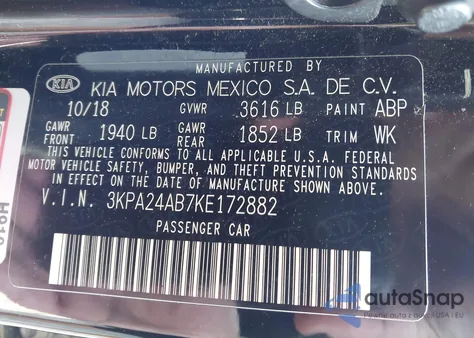 2019 Kia Rio S from USA, damaged, VIN 3KPA24AB7KE172882